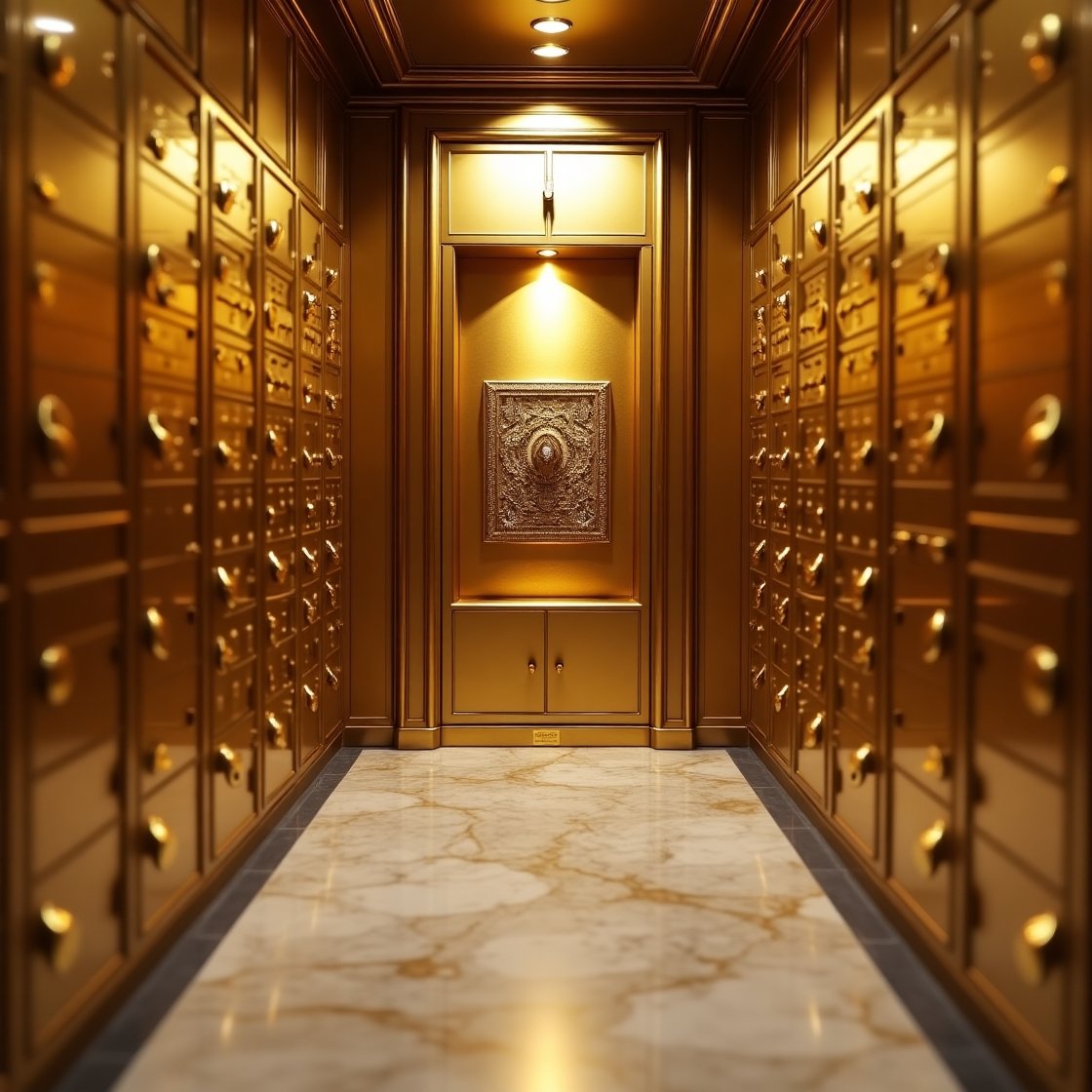 Golden elevator doors